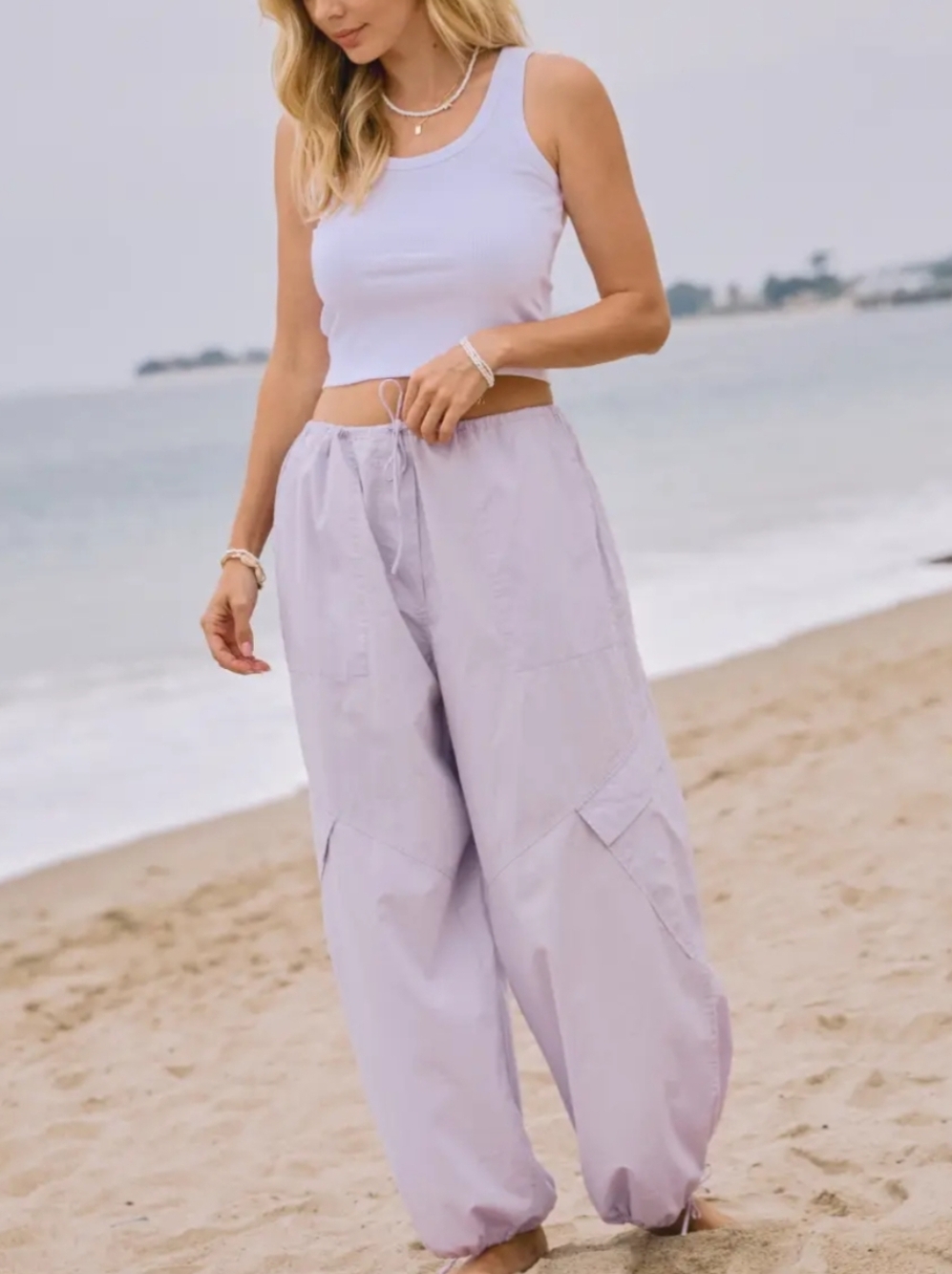 NWT Soft Lilac Cotton Parachute Pants